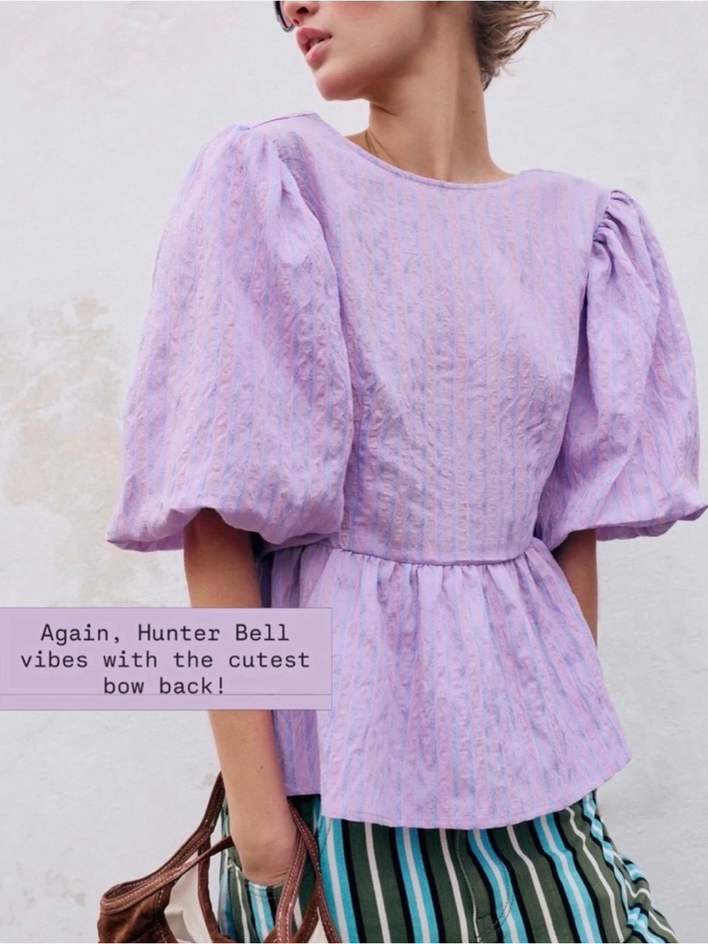 NWT Zara Puff Sleeve Low Back Bow Back Peblum Blouse